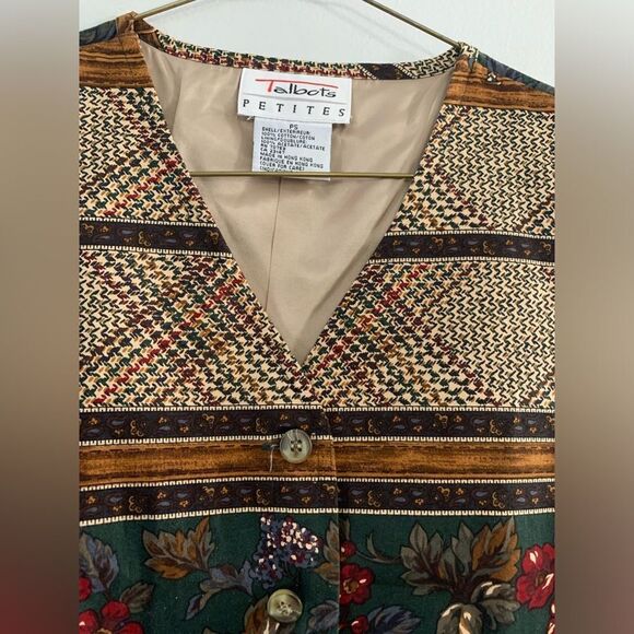 VTG Talbots Funky Vest Hippie Boho Floral Pattern Birds Multi Color Size P S - Picture 4 of 10